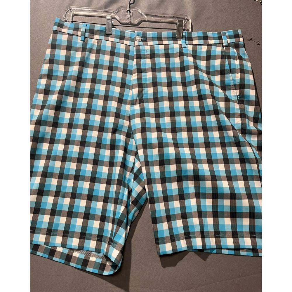 Slazenger Mens Golf Shorts Size 40 Blue Black White Plaid Performance Stretch